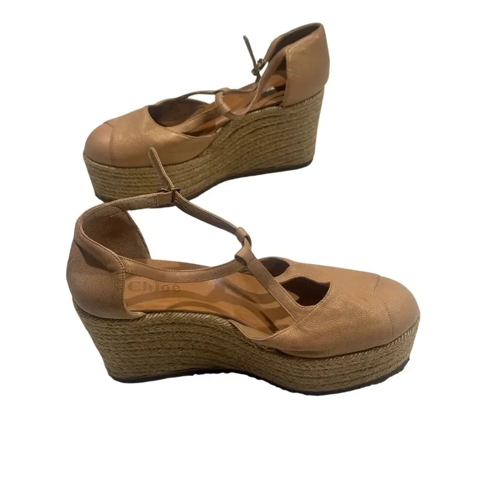 Chloe leather wedge heels size 38 euro - Picture 5 of 8